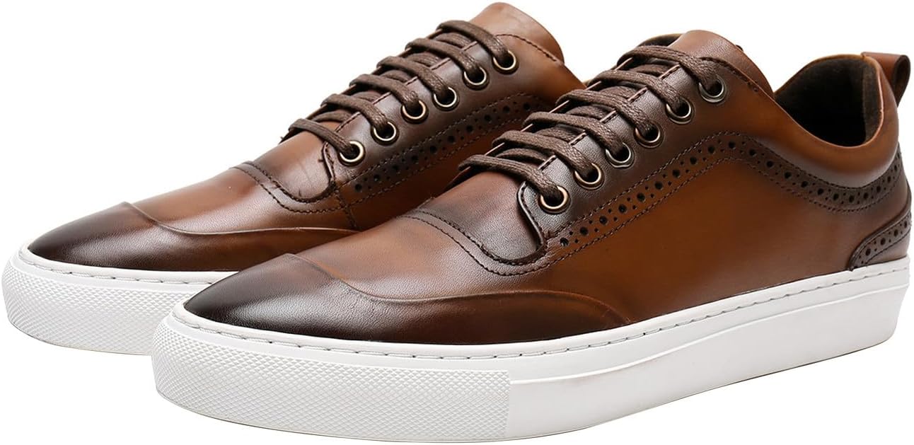 Мужские кожаные кроссовки Santimon с крыловидным носком, коричневого цвета в стиле оксфордов, с белой платформенной подошвой, на шнуровке, повседневные
Мужские кожаные кроссовки Santimon с крыловидным носком, коричневого цвета в стиле оксфордов, с белой платформенной подошвой, на шнуровке, повседневные