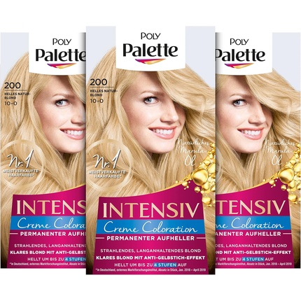 Интенсивная кремовая краска 10-0/200 Светлый натуральный блондин Уровень 3 Palette
Интенсивная кремовая краска 10-0/200 Светлый натуральный блондин Уровень 3 Palette