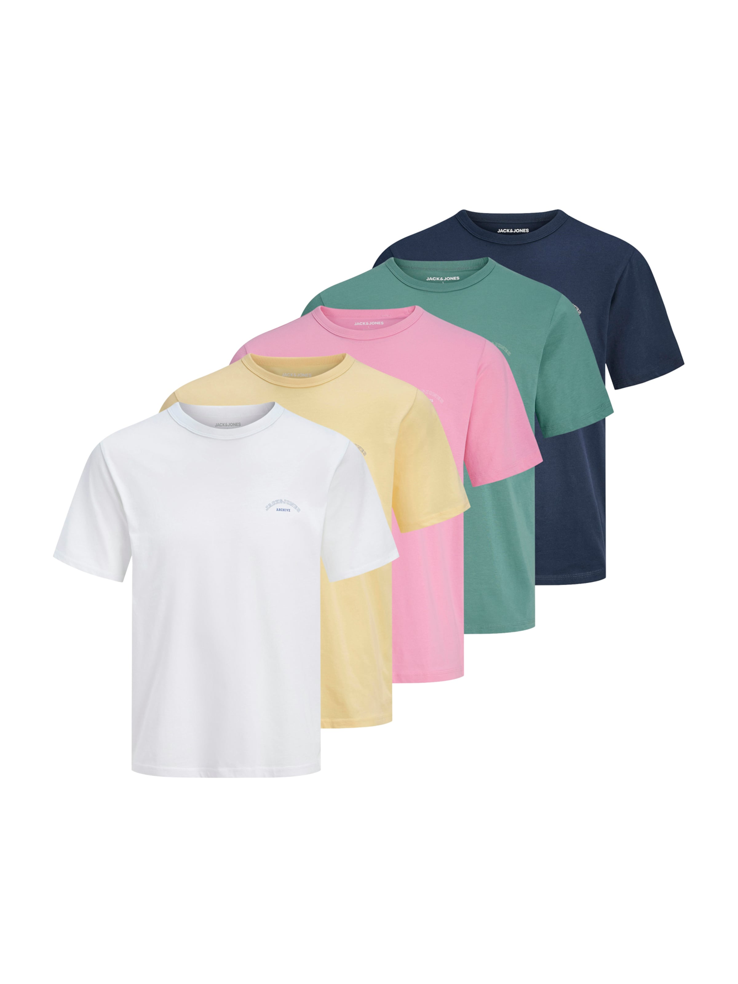 JACK & JONES Футболка 'JJCOLLEGE' в цветах Navy, Yellow, Emerald, Rose, White
JACK & JONES Футболка 'JJCOLLEGE' в цветах Navy, Yellow, Emerald, Rose, White