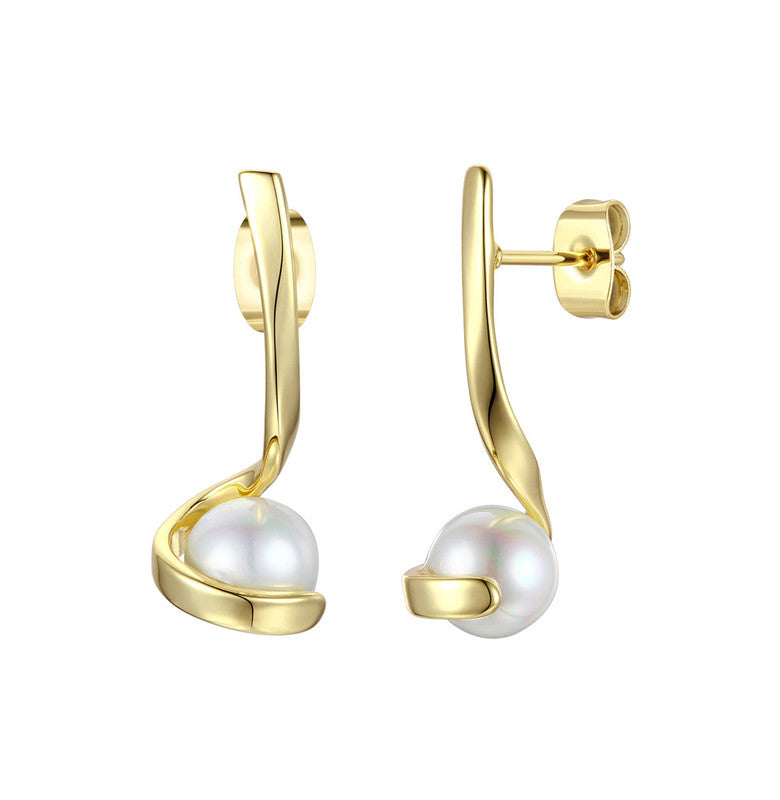 Подарочные серьги-подвески из стерлингового серебра 14 карат с белым пресноводным жемчугом 7 мм Genevive, золотой
Подарочные серьги-подвески из стерлингового серебра 14 карат с белым пресноводным жемчугом 7 мм Genevive, золотой