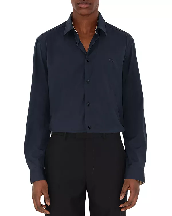 Рубашка приталенного кроя из эластичного хлопка Burberry, синий
Рубашка приталенного кроя из эластичного хлопка Burberry, синий