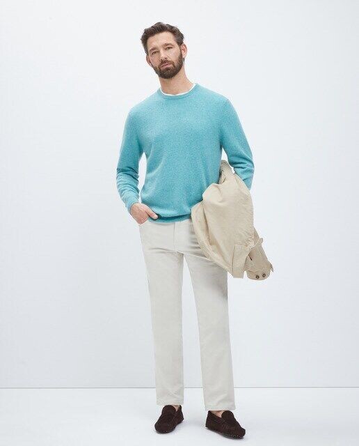 Мужской однотонный кашемировый свитер с круглым вырезом Emidio Tucci, светло-зеленый