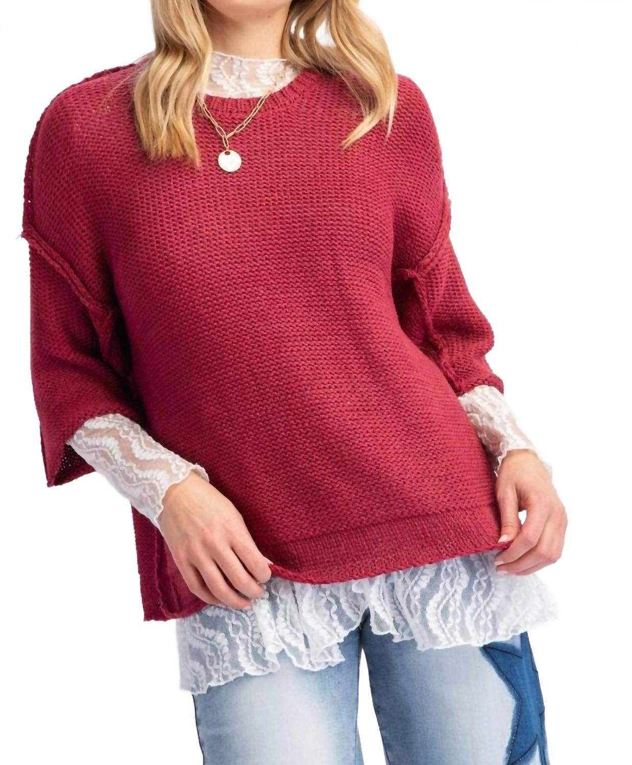 Вязаный объемный свитер бордового цвета Easel
Вязаный объемный свитер бордового цвета Easel