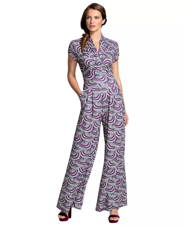 Женский комбинезон с принтом и широкими брючинами Hotsquash London, серый 
Женский комбинезон с принтом и широкими брючинами Hotsquash London, серый