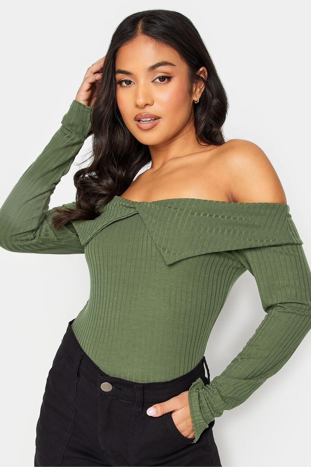 Топ в рубчик с декоративным отворотом Pixiegirl Petite, зеленый
Топ в рубчик с декоративным отворотом Pixiegirl Petite, зеленый