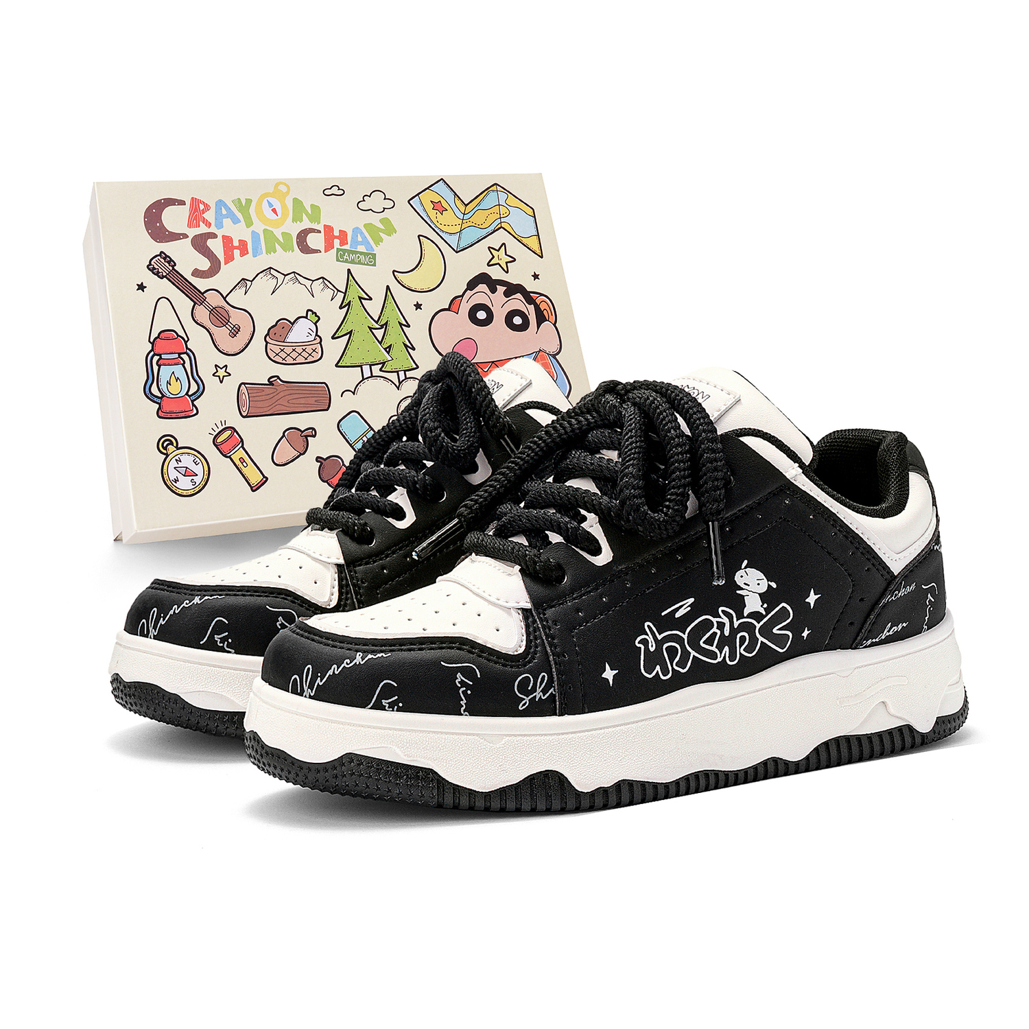 Crayon Shinchan Низкие скейтерские кроссовки унисекс графитово-черные подарочный набор для среднего уровня, цвет Graphite Black-Intermediate Gift Box Set
Crayon Shinchan Низкие скейтерские кроссовки унисекс графитово-черные подарочный набор для среднего уровня, цвет Graphite Black-Intermediate Gift Box Set