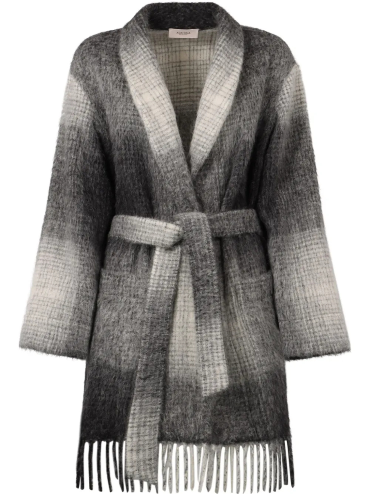 Кардиган в клетку Agnona, серый 
Кардиган в клетку Agnona, серый