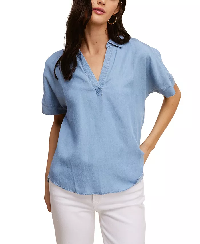 Высокий низкий топ из лиоцелла с воротником Fever, синий
Высокий низкий топ из лиоцелла с воротником Fever, синий