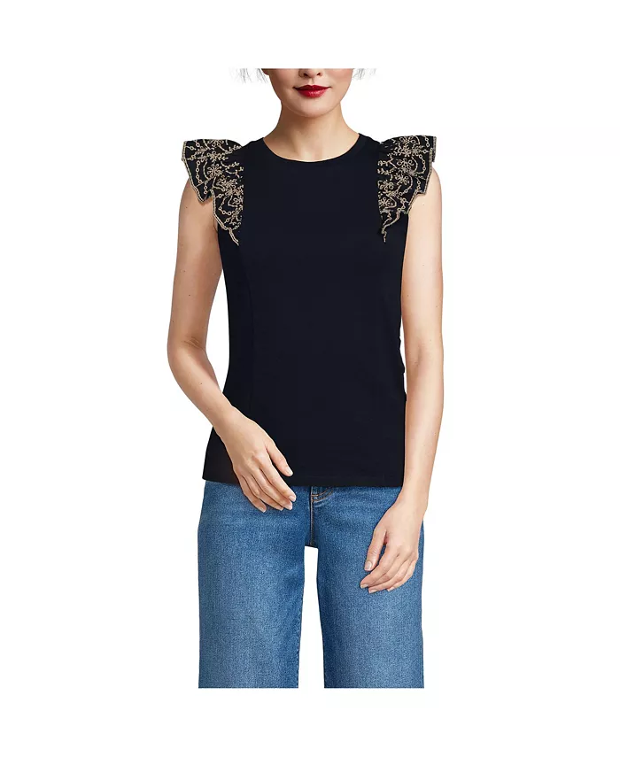 Женская майка с вышитыми воланами Lands' End, черный
Женская майка с вышитыми воланами Lands' End, черный