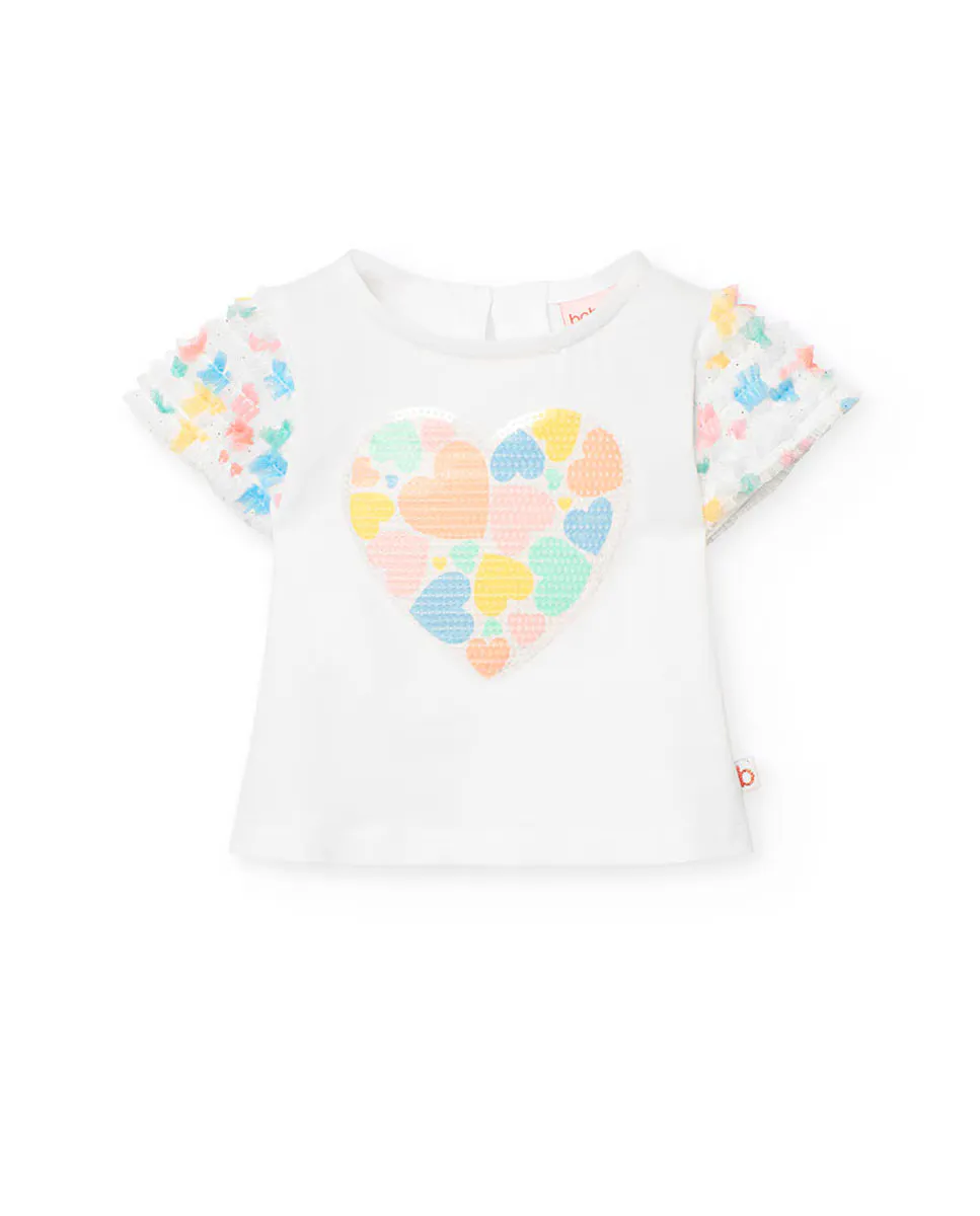 Футболка с короткими рукавами и сердечками для девочки Boboli, белый
Футболка с короткими рукавами и сердечками для девочки Boboli, белый