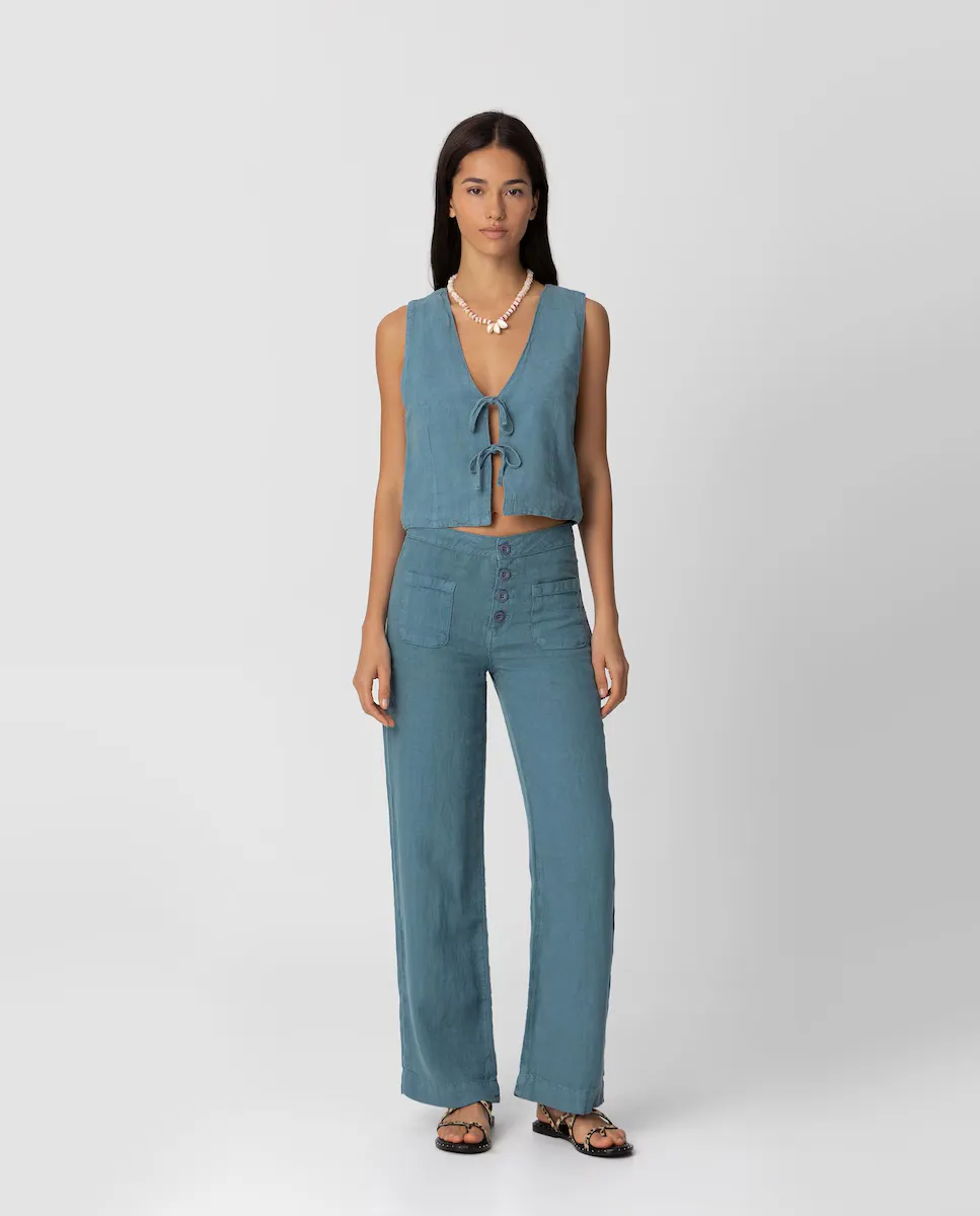 Женские брюки из льна с высокой талией Noon, синий
Женские брюки из льна с высокой талией Noon, синий