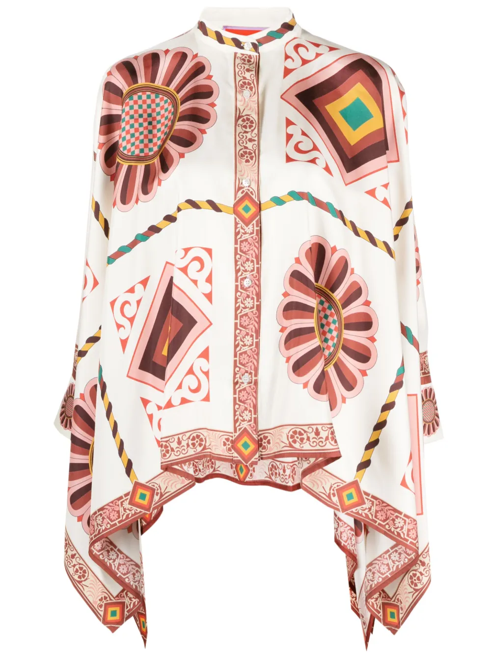 Рубашка асимметричного кроя с принтом La DoubleJ, белый 
Рубашка асимметричного кроя с принтом La DoubleJ, белый