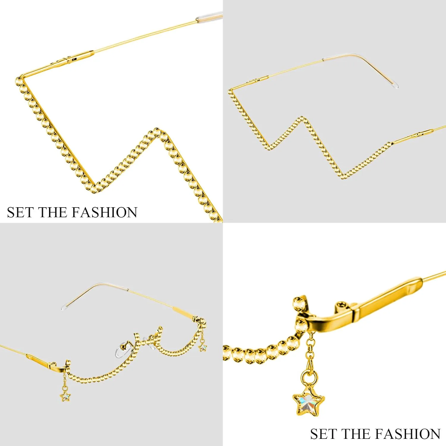 Kanayu 4 шт. Очки без линз, оправа с бриллиантами, V-образная форма, стразы, солнцезащитные очки в полуоправе, металлические очки с кристаллами для женщин, Gold
Kanayu 4 шт. Очки без линз, оправа с бриллиантами, V-образная форма, стразы, солнцезащитные очки в полуоправе, металлические очки с кристаллами для женщин, Gold