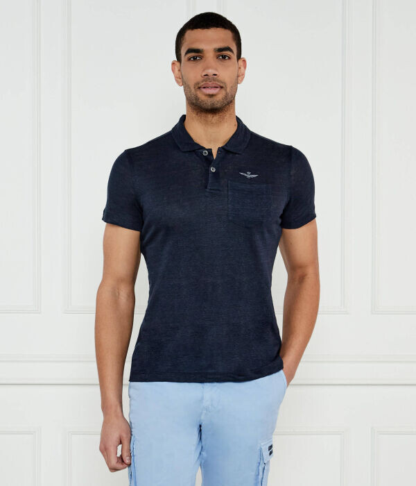 Поло мужское Aeronautica Militare льняное, синий 
Поло мужское Aeronautica Militare льняное, синий