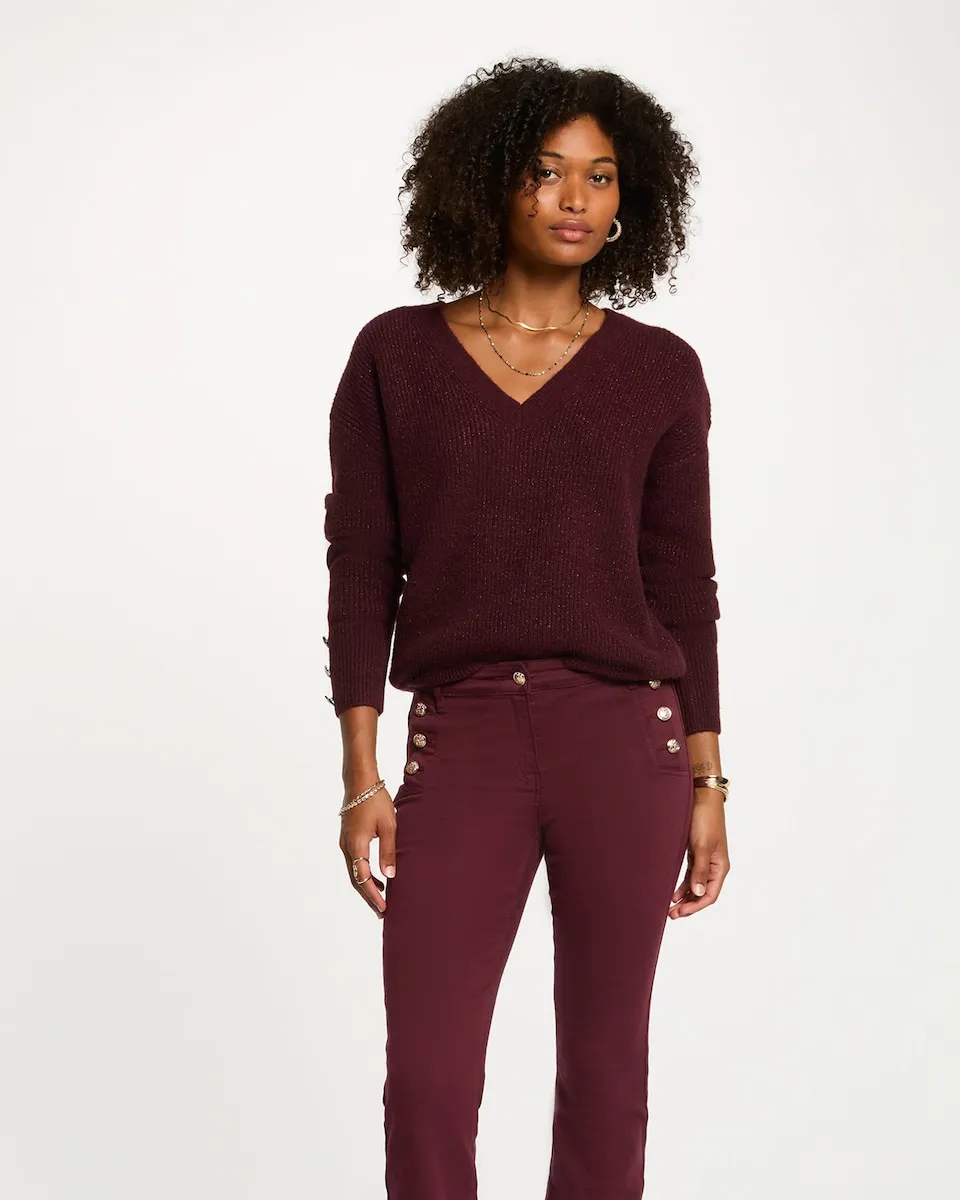 Женский джемпер оверсайз с V-образным вырезом Morgan, бордовый
Женский джемпер оверсайз с V-образным вырезом Morgan, бордовый