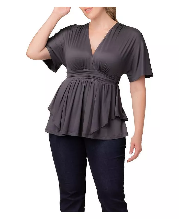 Трикотажный топ Promenade размера Plus Kiyonna, серый 
Трикотажный топ Promenade размера Plus Kiyonna, серый