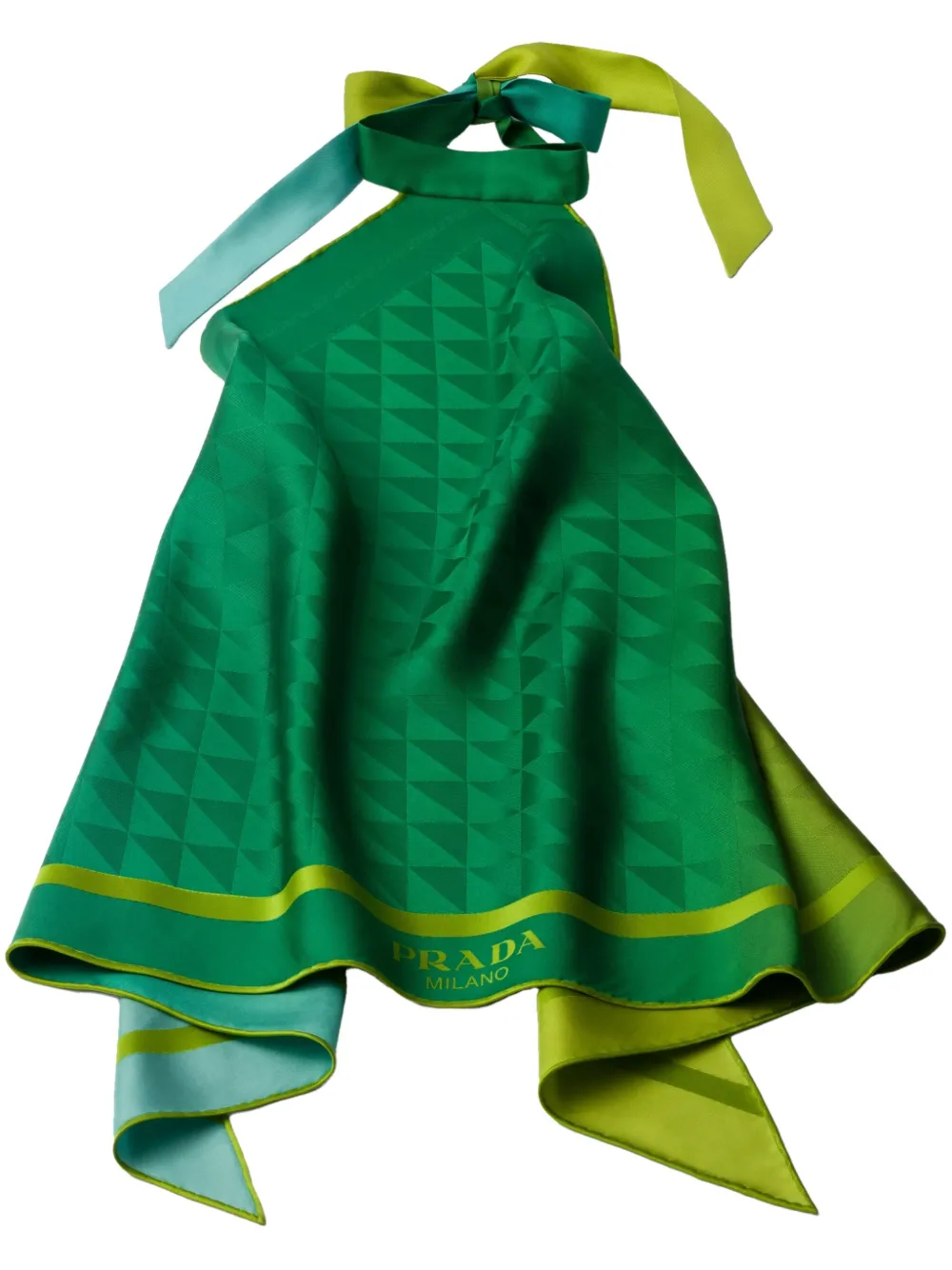 Шелковый топ с принтом Prada, зеленый
Шелковый топ с принтом Prada, зеленый
