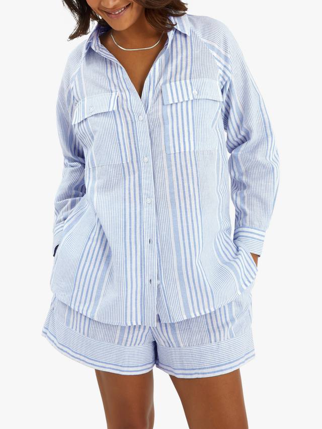 Полосатая пляжная рубашка-накидка Accessorize, Blue
Полосатая пляжная рубашка-накидка Accessorize, Blue