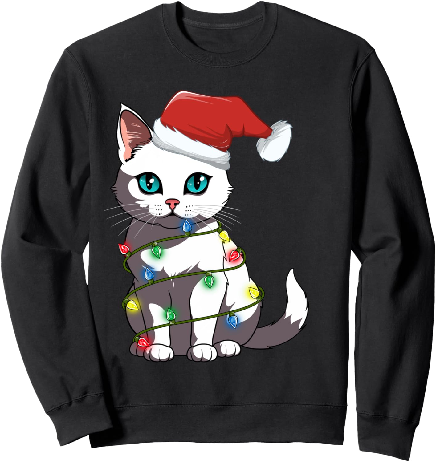 Рождественская толстовка с изображением кота и гирлянд для мам, пап и девочек Funny Cat Christmas Lights, черный
Рождественская толстовка с изображением кота и гирлянд для мам, пап и девочек Funny Cat Christmas Lights, черный
