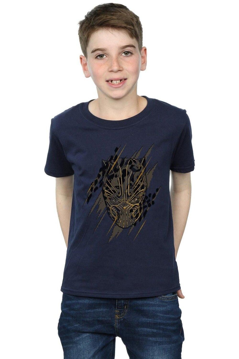 Футболка с золотой головой «Черная пантера» Marvel, темно-синий, Черный, Футболка с золотой головой «Черная пантера» Marvel, темно-синий