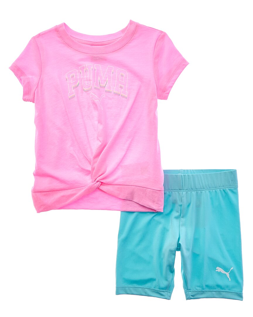 Комплект PUMA из двух предметов: футболка и шорты в стиле «байкер», розовый
Комплект PUMA из двух предметов: футболка и шорты в стиле «байкер», розовый