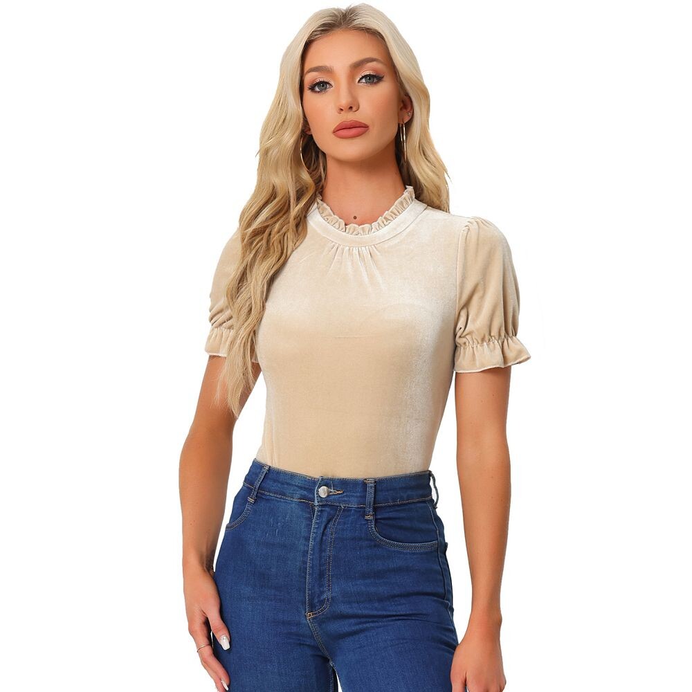Женская рубашка с рюшами и воротником, бархатная блузка с коротким рукавом ALLEGRA K, цвет Khaki
Женская рубашка с рюшами и воротником, бархатная блузка с коротким рукавом ALLEGRA K, цвет Khaki