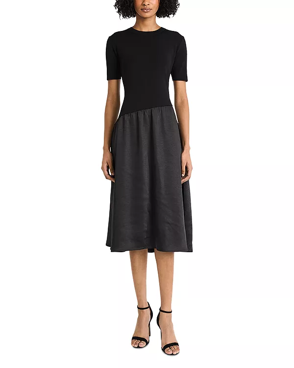 Платье миди из смешанных материалов с рукавами до локтя Luxely, черный
Платье миди из смешанных материалов с рукавами до локтя Luxely, черный