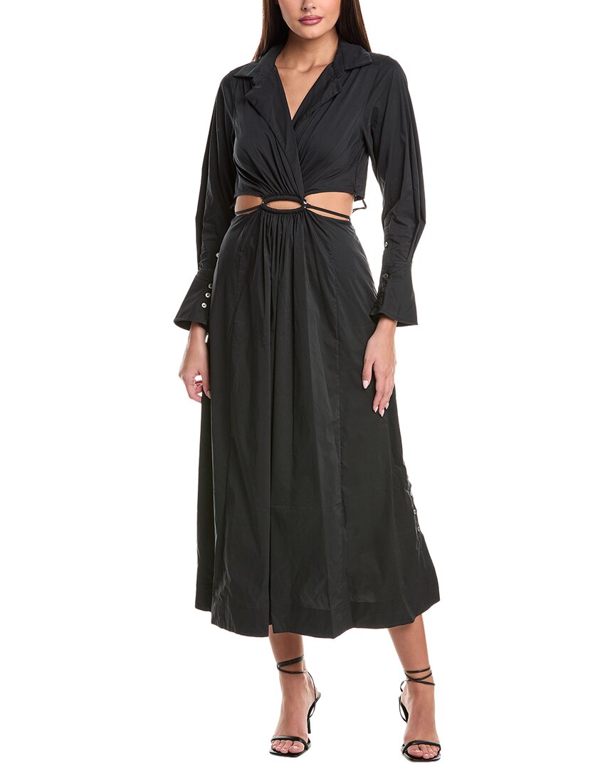 SIMKHAI Alex Core Плиссированное поплиновое платье-рубашка с вырезом, черный
SIMKHAI Alex Core Плиссированное поплиновое платье-рубашка с вырезом, черный