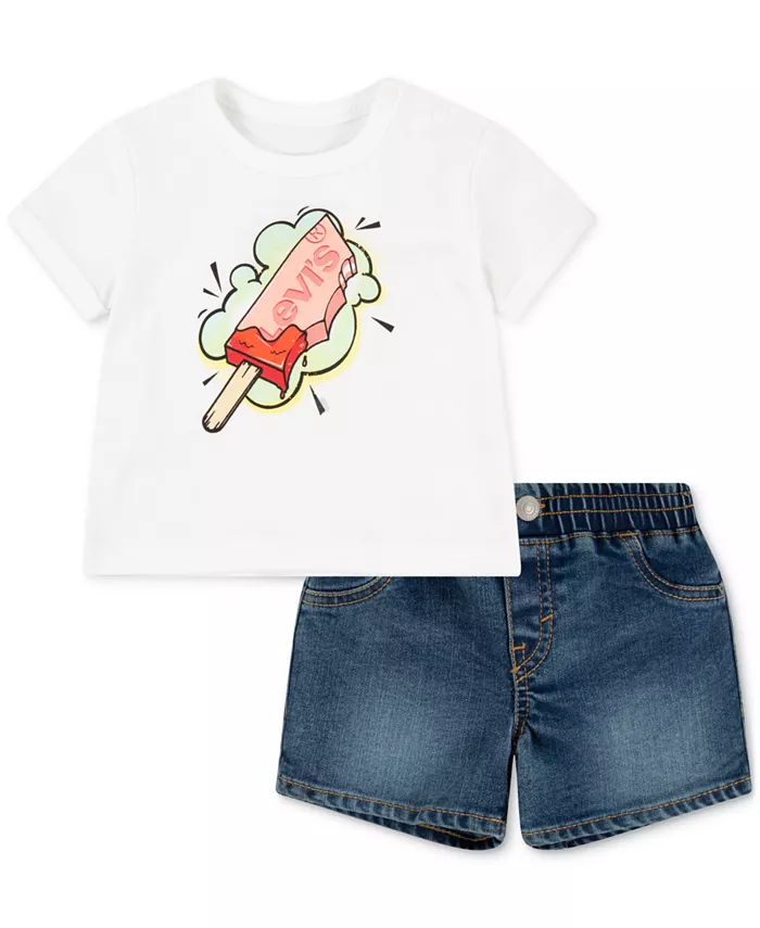 Детский комплект для мальчиков: футболка Popsicle и джинсовые шорты, 2 предмета Levi's, коричневый/бежевый
Детский комплект для мальчиков: футболка Popsicle и джинсовые шорты, 2 предмета Levi's, коричневый/бежевый