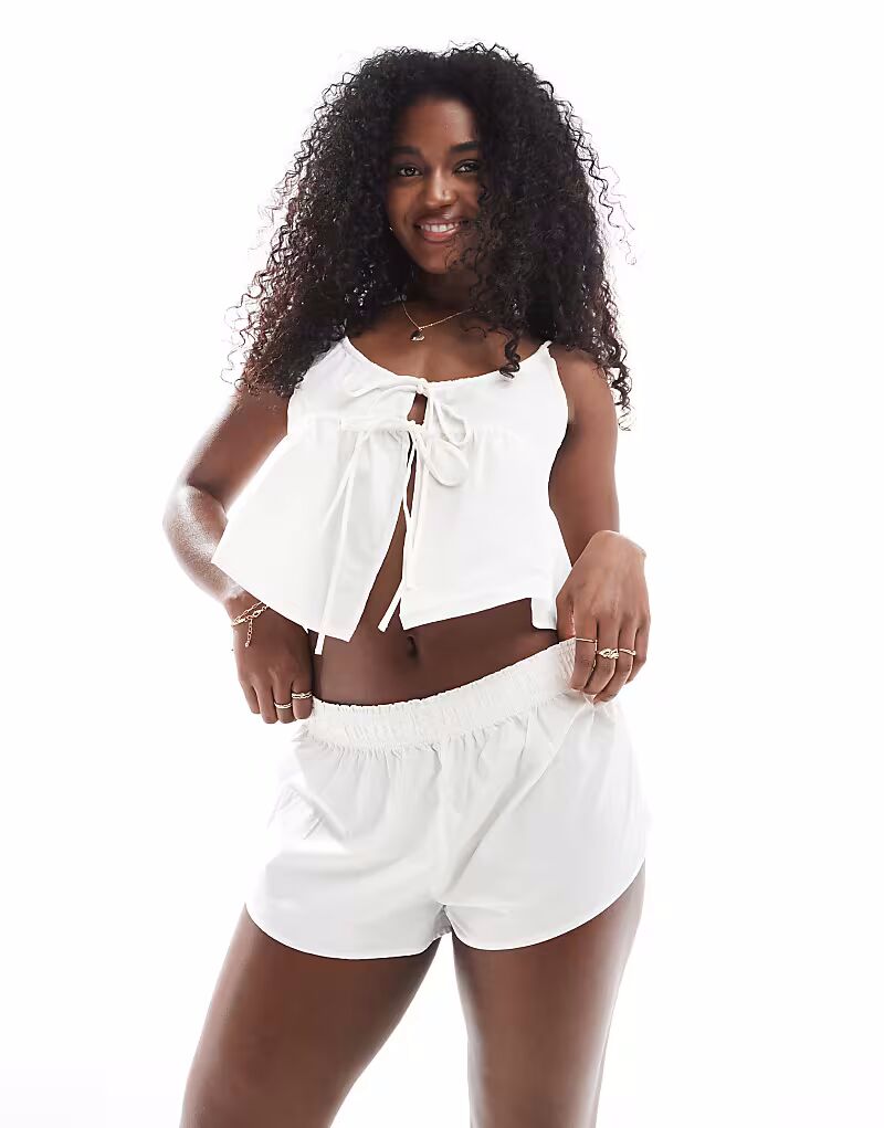 Пижамные шорты Mix and Match из поплина белого цвета Monki
Пижамные шорты Mix and Match из поплина белого цвета Monki