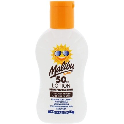 Malibu Kids Водостойкий солнцезащитный лосьон с высокой степенью защиты SPF 50 100 мл
Malibu Kids Водостойкий солнцезащитный лосьон с высокой степенью защиты SPF 50 100 мл