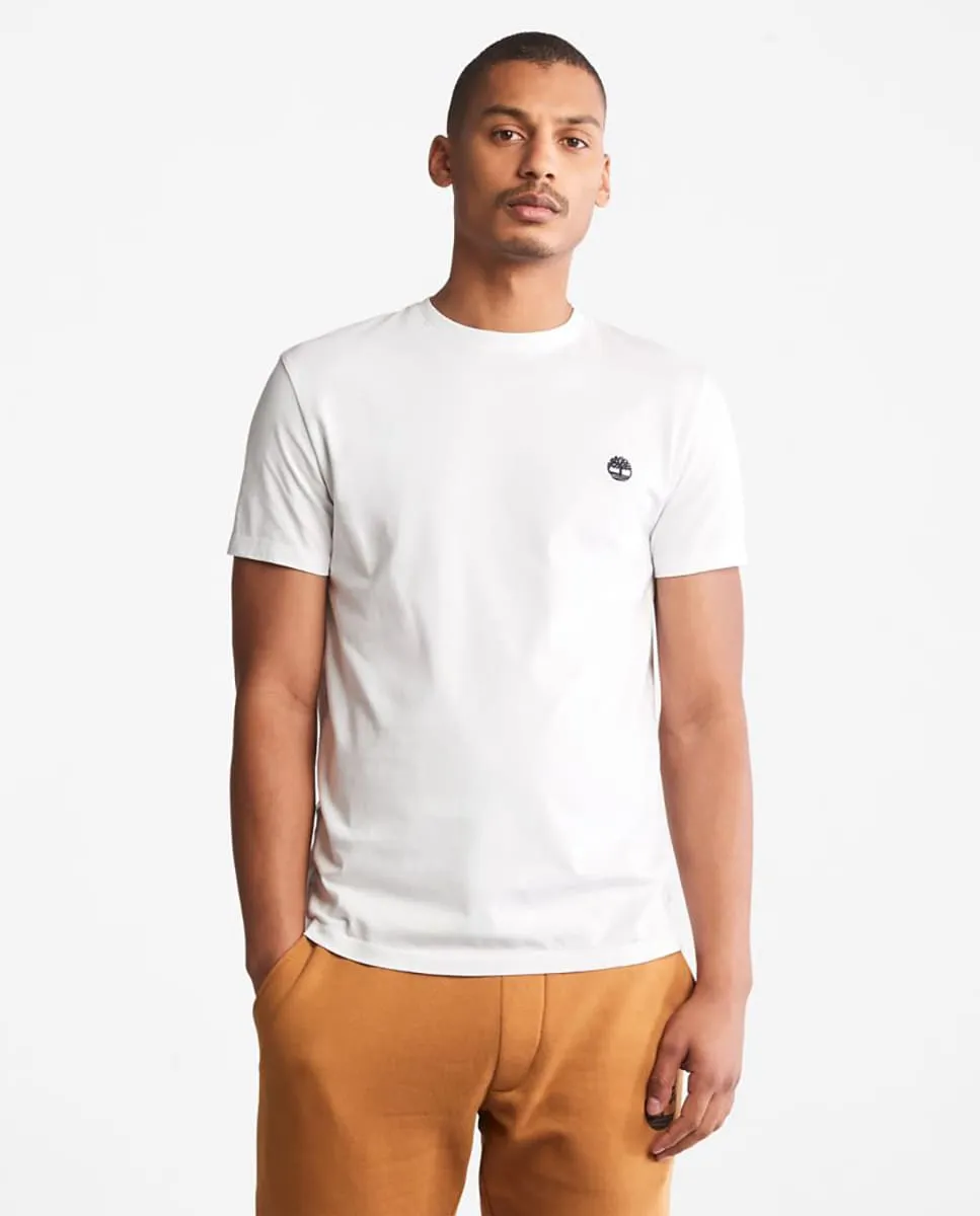 Мужская однотонная футболка с коротким рукавом, облегающего кроя Timberland, белый 
Мужская однотонная футболка с коротким рукавом, облегающего кроя Timberland, белый