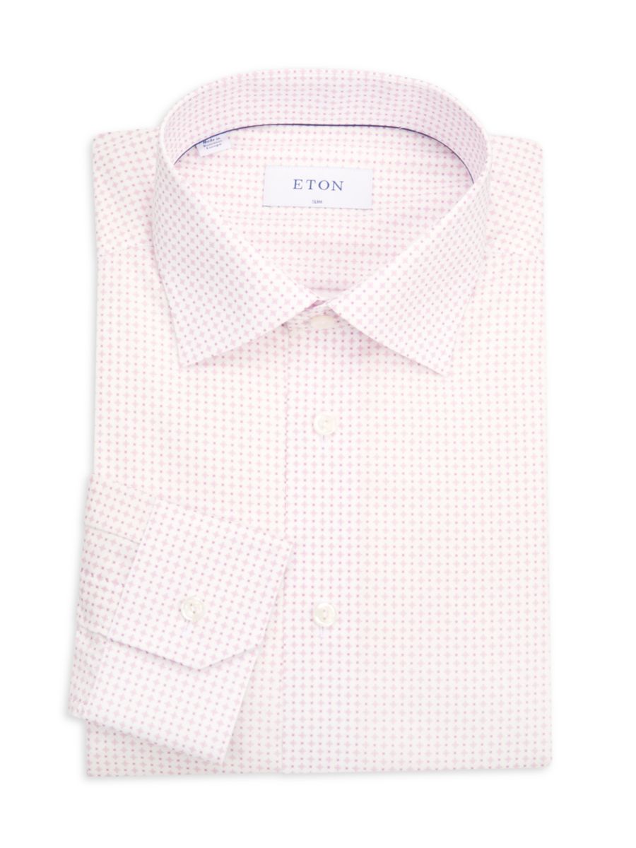Рубашка облегающего кроя из хлопка с геометрическим принтом Eton, цвет Medium Pink 
Рубашка облегающего кроя из хлопка с геометрическим принтом Eton, цвет Medium Pink