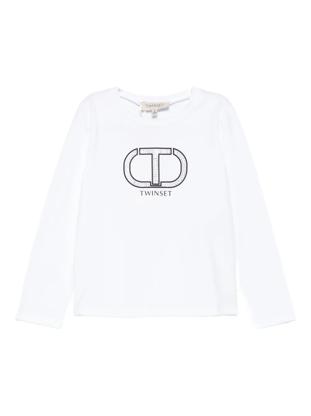 Топ с длинными рукавами, украшенный логотипом TWINSET Kids, белый 
Топ с длинными рукавами, украшенный логотипом TWINSET Kids, белый