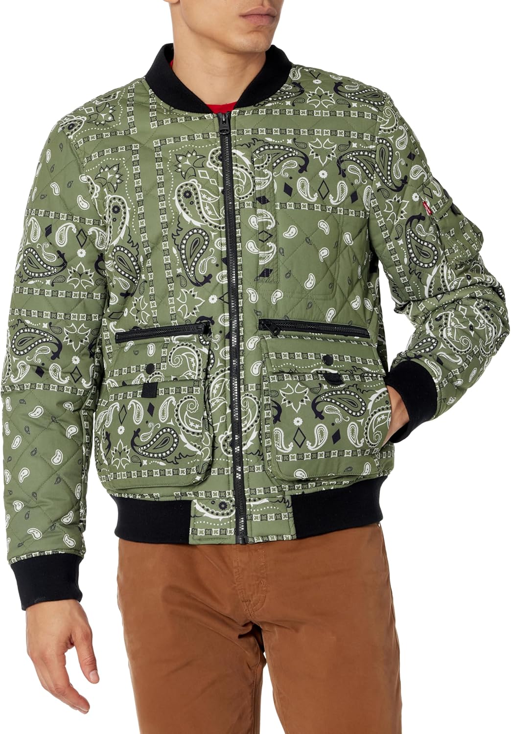 Мужская стеганая куртка-бомбер Levi's Mens, Olive Bandana Print
Мужская стеганая куртка-бомбер Levi's Mens, Olive Bandana Print