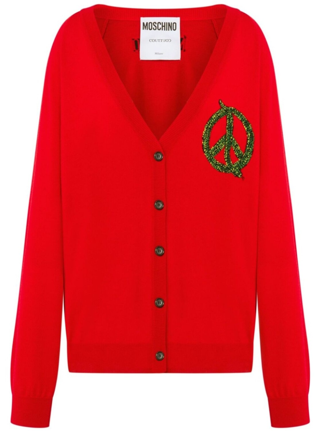 Кардиган из вирджинской шерсти Moschino, красный
Кардиган из вирджинской шерсти Moschino, красный