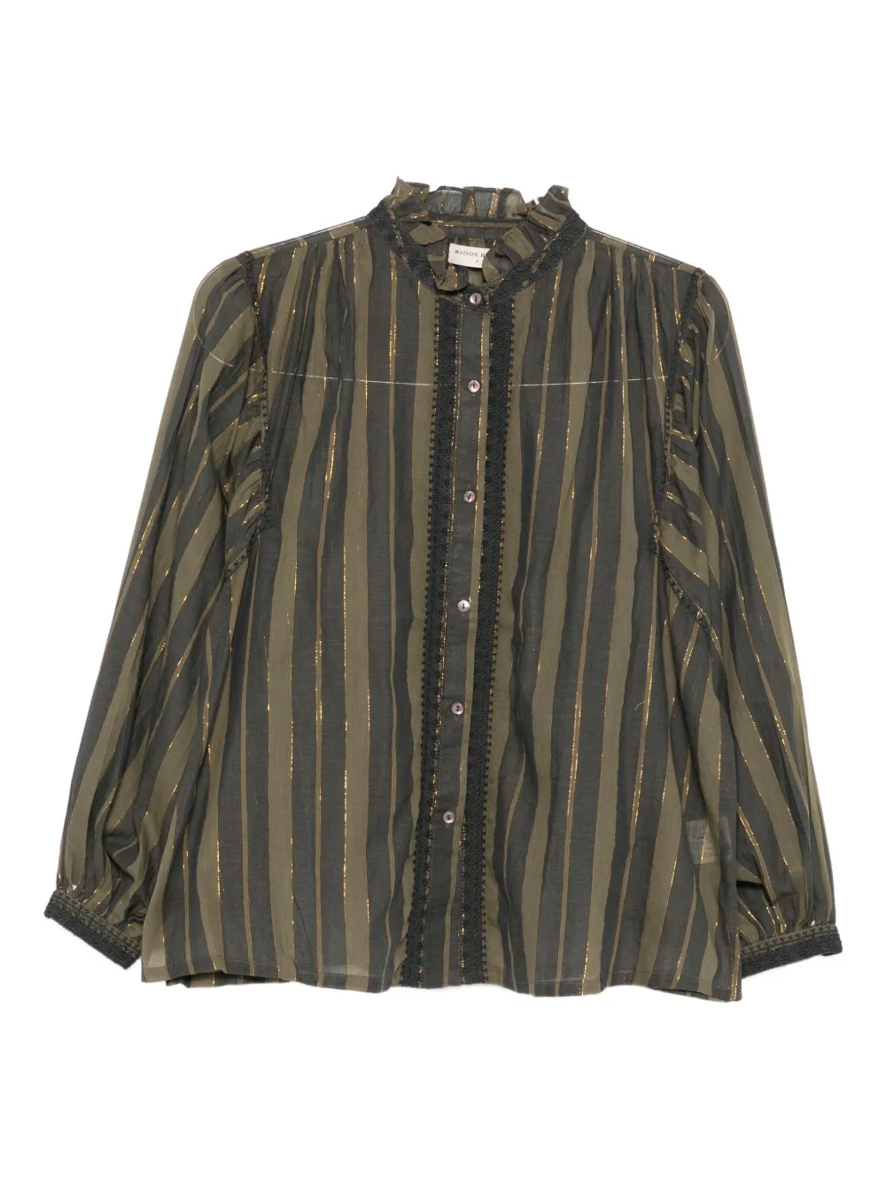 Блузка в полоску с кружевной отделкой Maison Hotel, зеленый
Блузка в полоску с кружевной отделкой Maison Hotel, зеленый