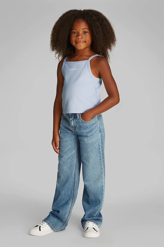 Детский хлопковый топ Calvin Klein Jeans, синий 
Детский хлопковый топ Calvin Klein Jeans, синий