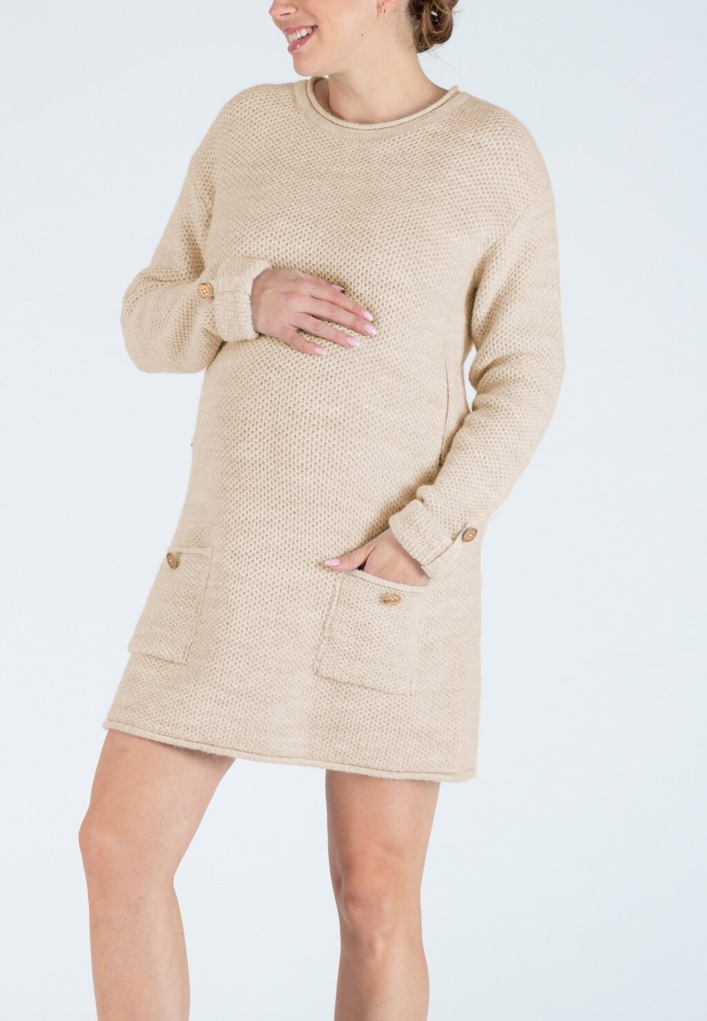 Платье-джемпер MATERNITY AND NURSING WITH FRENCH OLIVE TREE BUTTONS HONEY Cache Coeur, бежевый 
Платье-джемпер MATERNITY AND NURSING WITH FRENCH OLIVE TREE BUTTONS HONEY Cache Coeur, бежевый