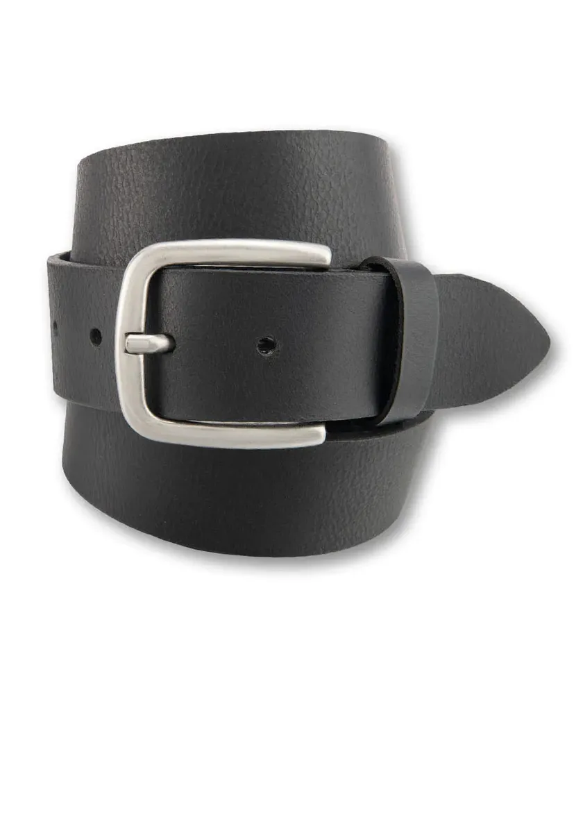 Кожаный ремень BERND GÖTZ с темными краями и серебряной застежкой, черный 
Кожаный ремень BERND GÖTZ с темными краями и серебряной застежкой, черный