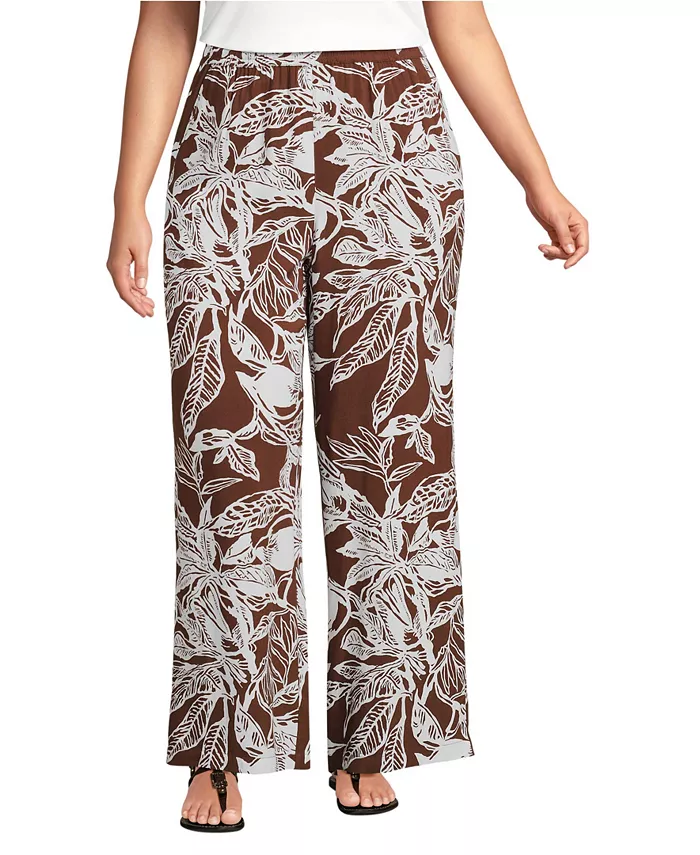 Женские брюки больших размеров из искусственного шёлка с высокой талией и широкими штанинами – комплект из низ Lands' End, коричневый
Женские брюки больших размеров из искусственного шёлка с высокой талией и широкими штанинами – комплект из низ Lands' End, коричневый