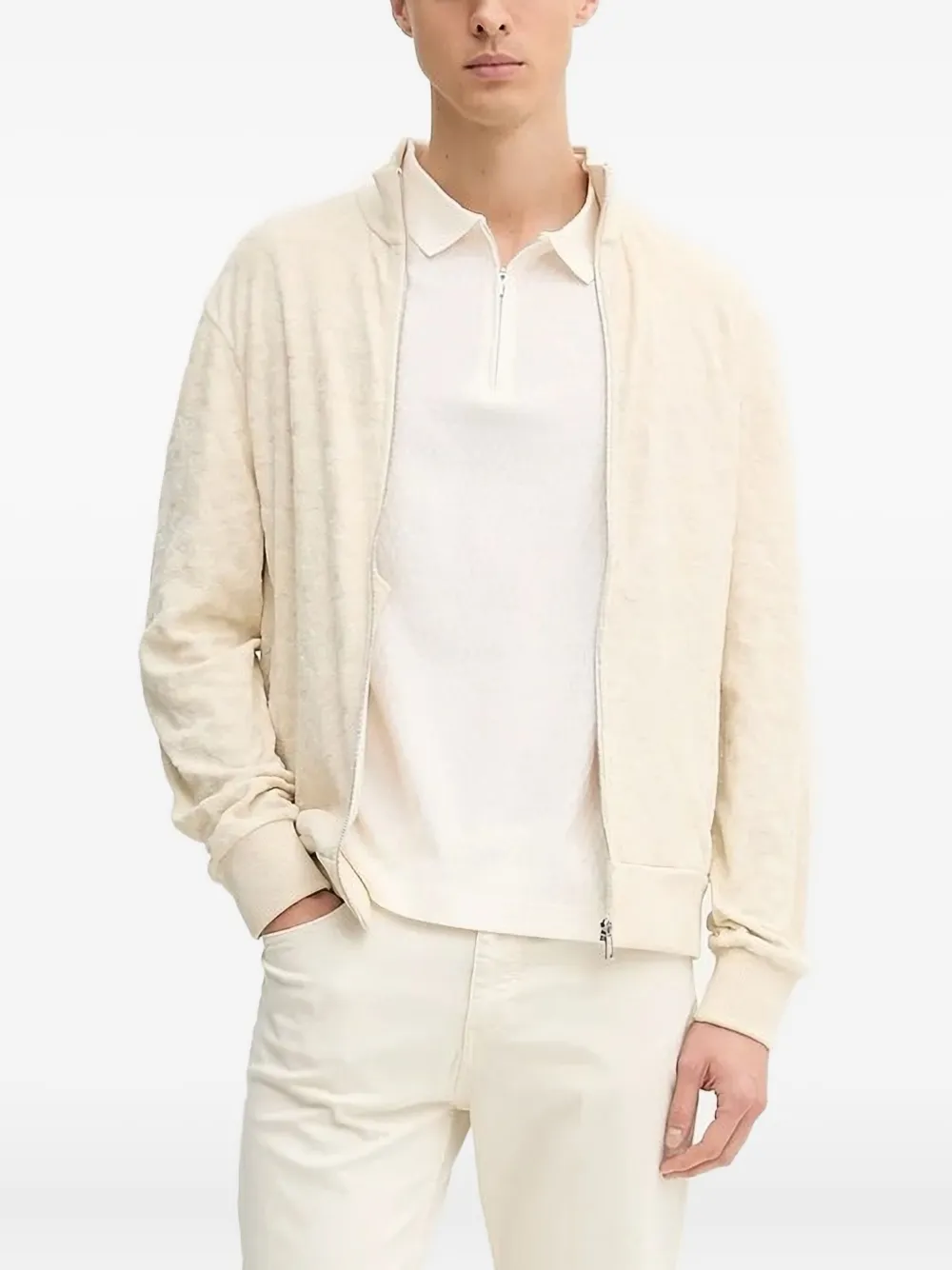 Фактурный свитер на молнии Boss, нейтральный
Фактурный свитер на молнии Boss, нейтральный