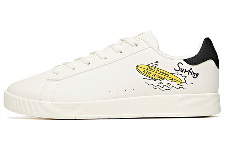 Кроссовки для скейтбординга Life Collection мужские с низким верхом цвета слоновой кости, белые/желтые/черные Anta, Черный, Кроссовки для скейтбординга Life Collection мужские с низким верхом цвета слоновой кости, белые/желтые/черные Anta