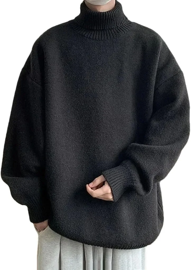 Мужской однотонный повседневный свитер с высоким воротником
Мужской однотонный повседневный свитер с высоким воротником