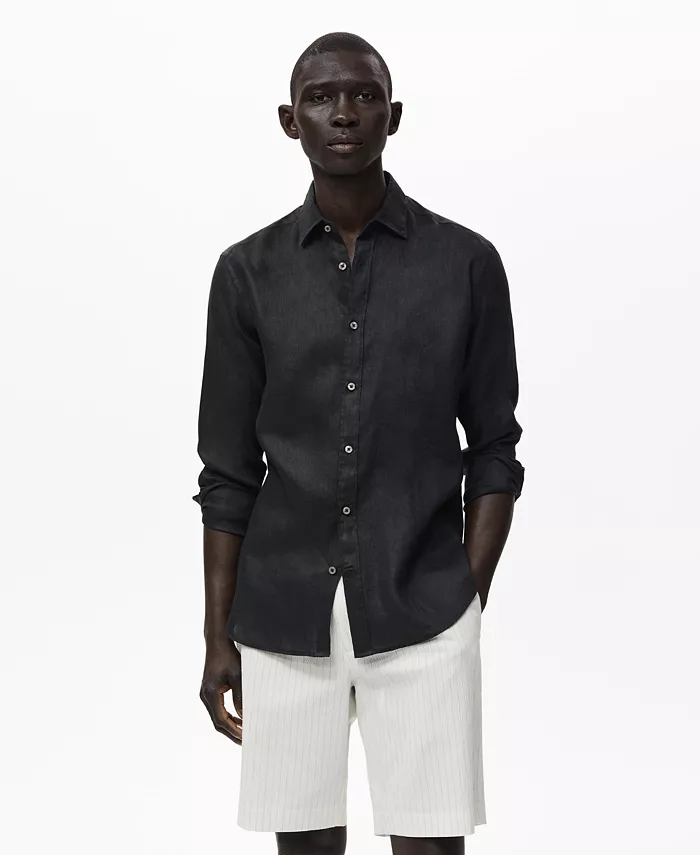 Мужская льняная рубашка с длинным рукавом Mango, черный
Мужская льняная рубашка с длинным рукавом Mango, черный