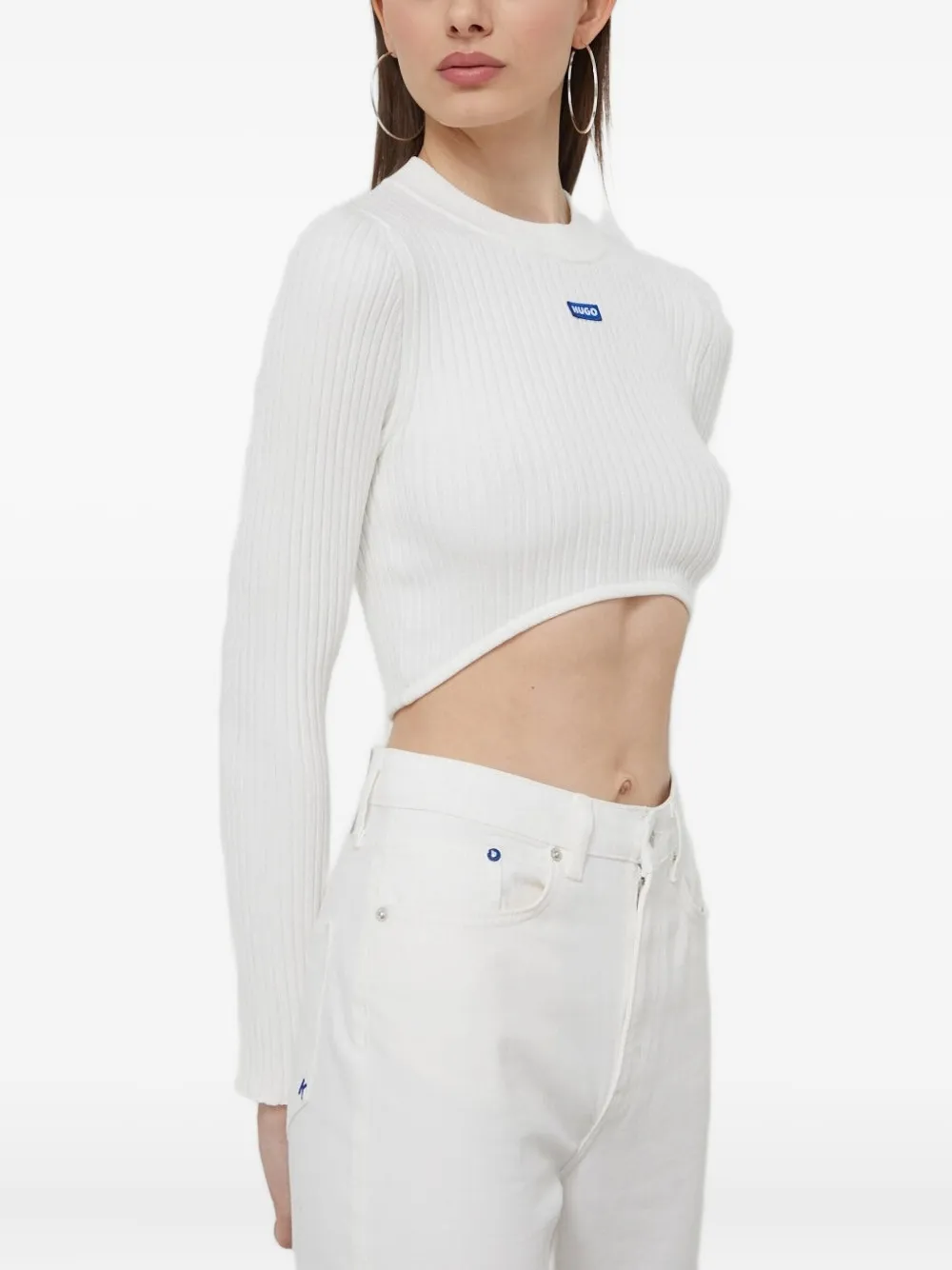 Укороченный свитер в рубчик HUGO, белый
Укороченный свитер в рубчик HUGO, белый