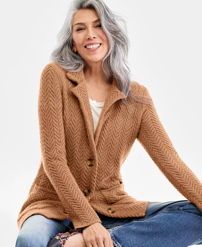 Женский блазер из 100% кашемира с узором "елочка", размеры PXS-XXL Charter Club
Женский блазер из 100% кашемира с узором "елочка", размеры PXS-XXL Charter Club