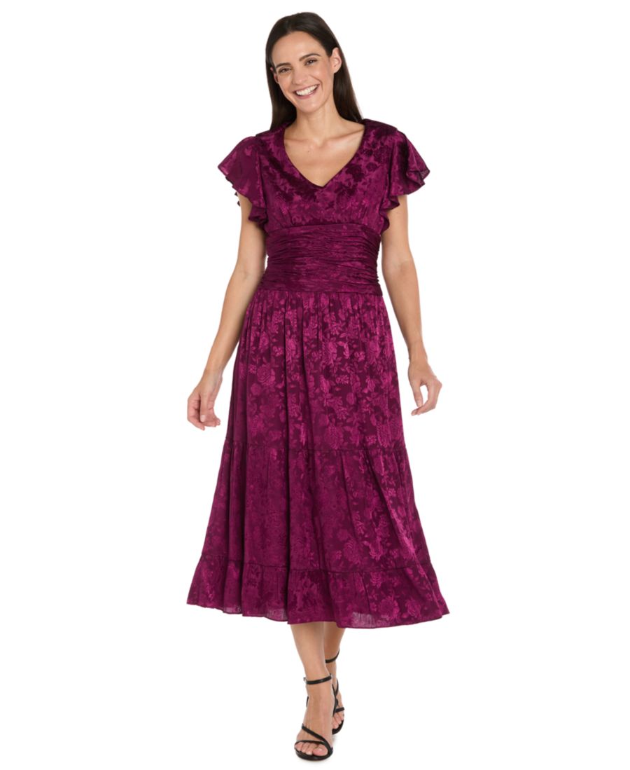 Миниатюрное платье миди со сборками на талии R & M Richards, Sangria
Миниатюрное платье миди со сборками на талии R & M Richards, Sangria