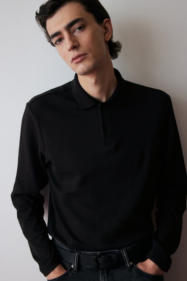 Рубашка поло в рубчик стандартного кроя H&M, черный
Рубашка поло в рубчик стандартного кроя H&M, черный