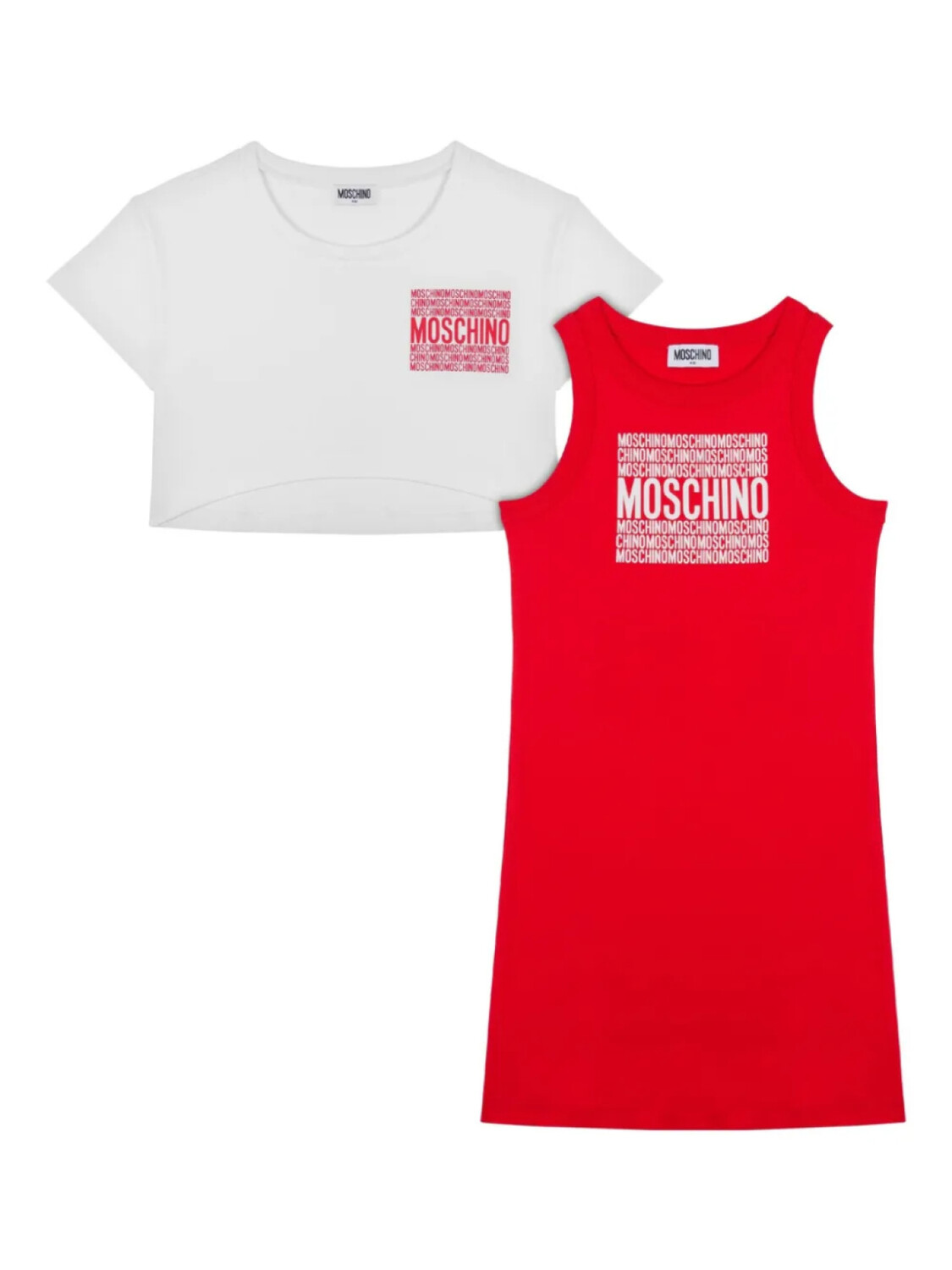 Комплект из платья и футболки с логотипом Moschino Kids, красный 
Комплект из платья и футболки с логотипом Moschino Kids, красный